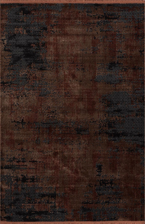 Porto Siyah Halı Kiremit Halı Etnik Desen Bambu Halı Modern Eskitme Desen Yumuşak İnce Salon Halısı