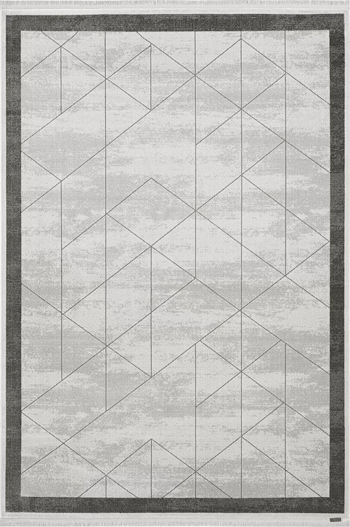 Telve Bambu Tarz Modern Akrilik Dokuma Halı Geometrik Desenli Salon Oturma Odası Halısı – Gri