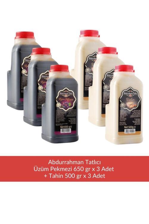 Üzüm Pekmezi 650 gr x 3 Adet + Abdurrahman Tatlıcı Tahin 500 gr x 3 Adet