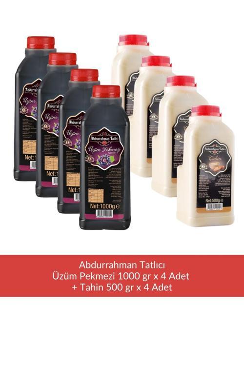 Üzüm Pekmezi 1000 gr x 4 Adet + Abdurrahman Tatlıcı Tahin 500 gr x 4 Adet