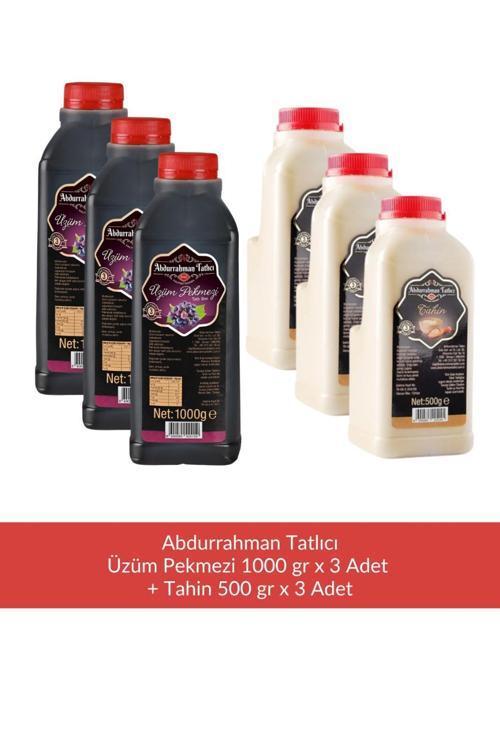 Üzüm Pekmezi 1000 gr x 3 Adet + Abdurrahman Tatlıcı Tahin 500 gr x 3 Adet