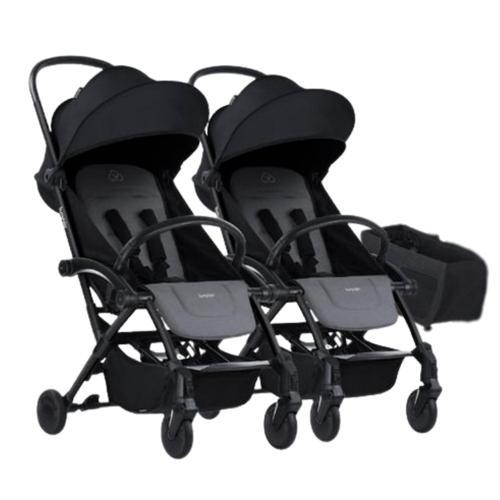 Connect³ İkiz Bebek Arabası / Black - Grey Melange & Yan Düzenleyici Çanta Hediyeli