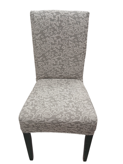 MANDAŞ 6LI SET Jakarlı Lastikli Eteksiz Sandalye Kılıfı-Sarmaşık Desen Krem