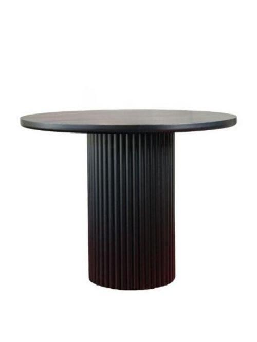 Arya Yuvarlak Siyah Ahşap Bohem Masa 110x110