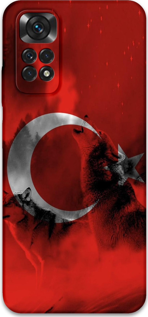 Xiaomi Redmi Note 11S Uyumlu Türk Bayrağı Desenli Telefon Kılıfı + Ekran Koruyucu - 5854