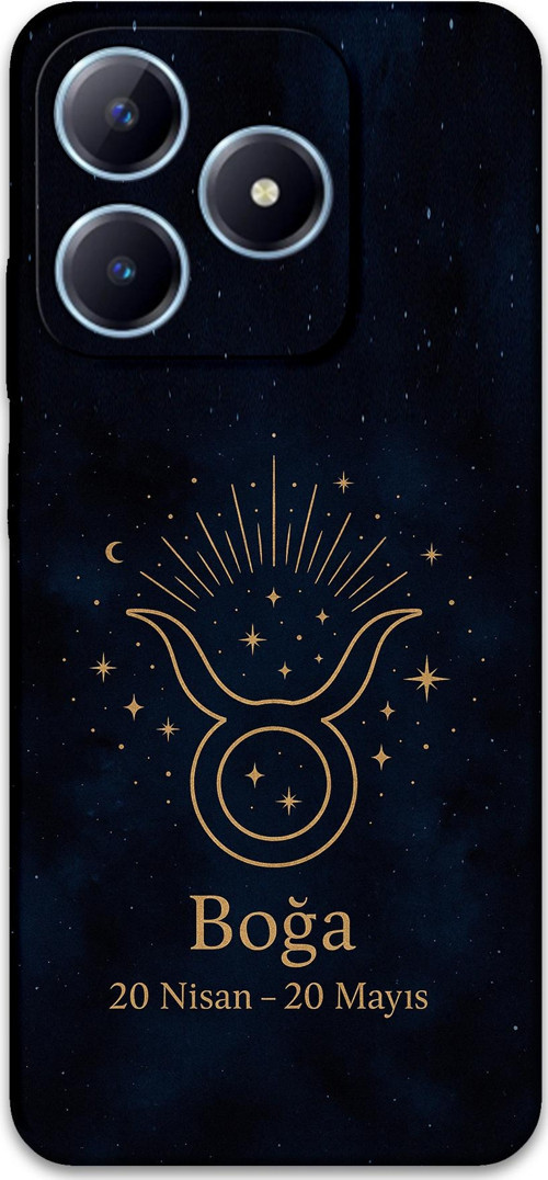 Realme C53 Uyumlu Boğa Burcu Desenli Telefon Kılıfı + Ekran Koruyucu - 5769
