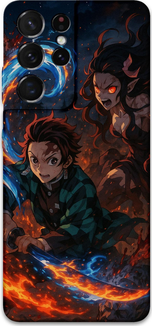 Galaxy S21 Ultra Uyumlu Anime Desenli Telefon Kılıfı + Ekran Koruyucu - 5745