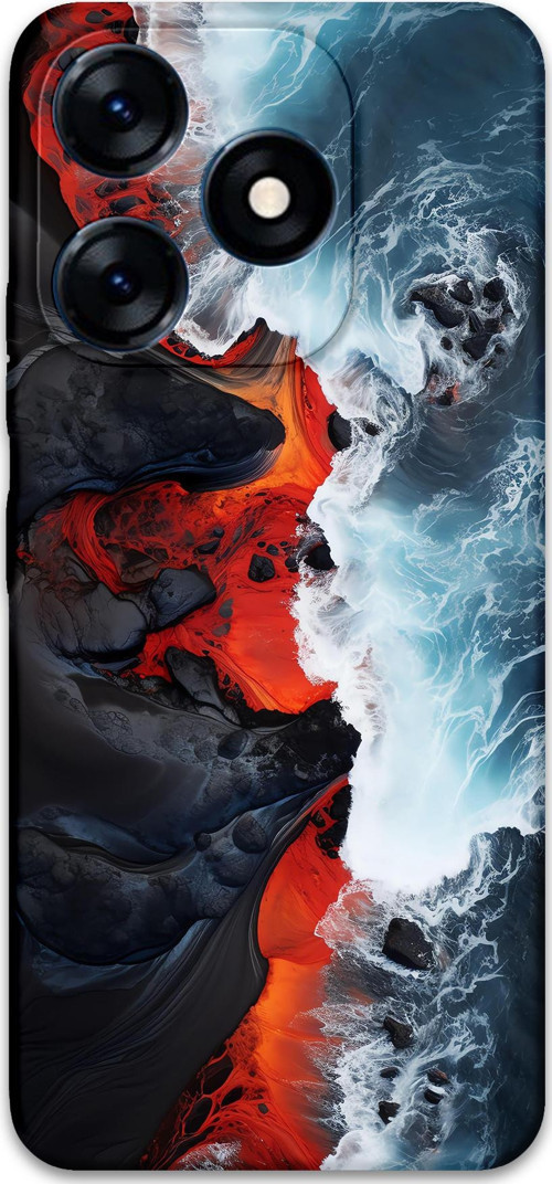 Tecno Spark 20C Uyumlu Mermer Desenli Telefon Kılıfı + Ekran Koruyucu - 5811