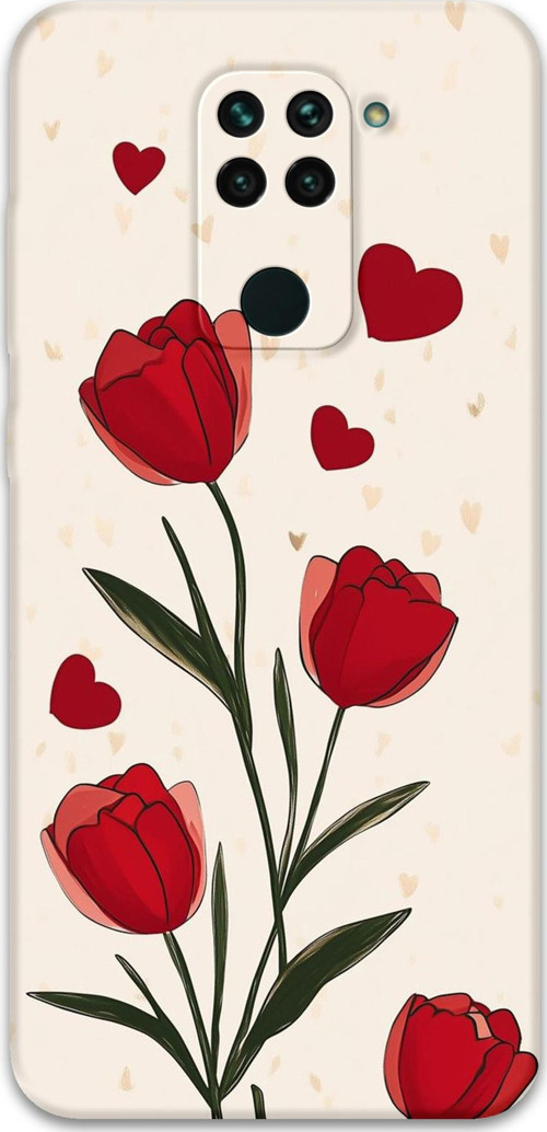 Xiaomi Redmi Note 9 Uyumlu Çiçek Desenli Telefon Kılıfı + Ekran Koruyucu - 5789