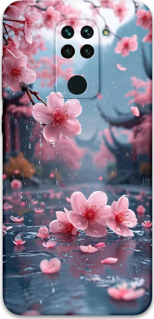 Xiaomi Redmi Note 9 Uyumlu Çiçek Desenli Telefon Kılıfı + Ekran Koruyucu - 5794