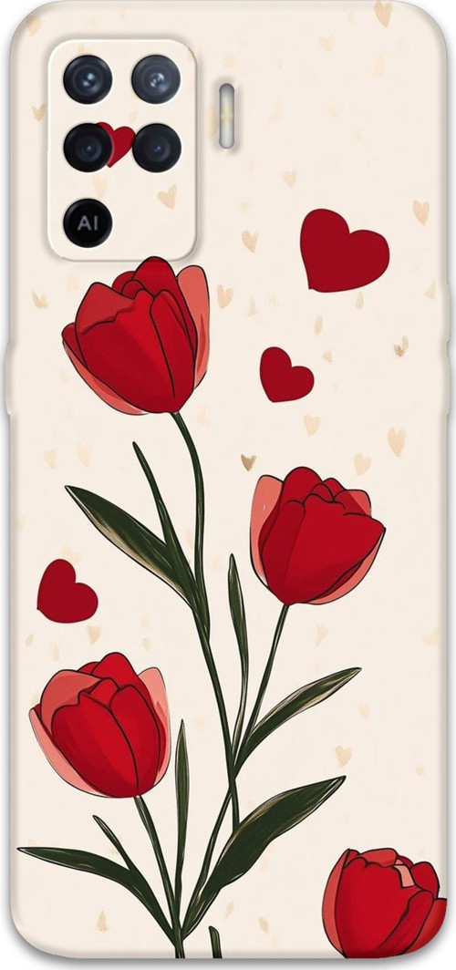 Oppo Reno 5 Lite Uyumlu Çiçek Desenli Telefon Kılıfı + Ekran Koruyucu - 5789