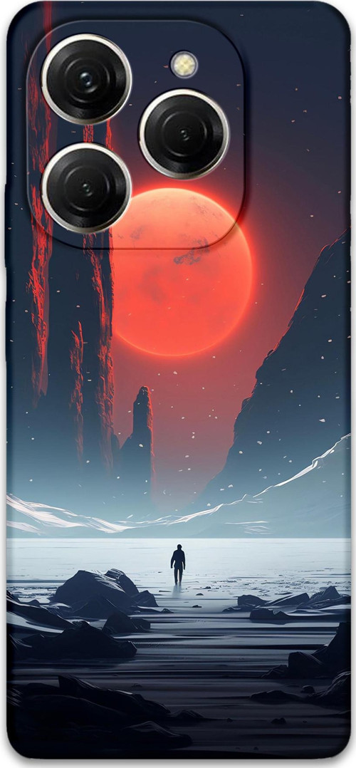 Tecno Spark 20 Pro Uyumlu Uzay Desenli Telefon Kılıfı + Ekran Koruyucu - 5861