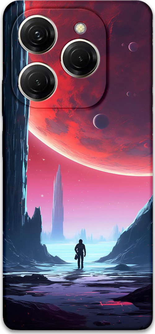 Tecno Spark 20 Pro Uyumlu Uzay Desenli Telefon Kılıfı + Ekran Koruyucu - 5860