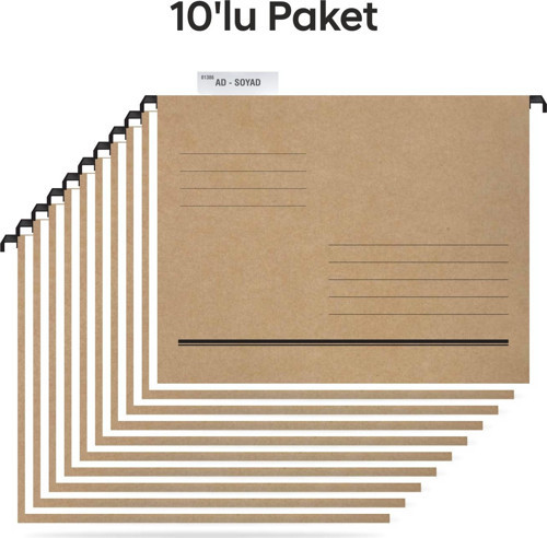 kart ASD2003 Plastik Çubuklu Askılı Telli Dosya 10'lu Paket