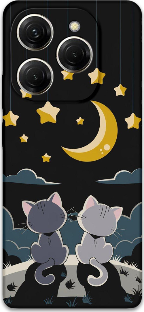 Tecno Spark 20 Pro Uyumlu Kedi Desenli Telefon Kılıfı + Ekran Koruyucu - 5809