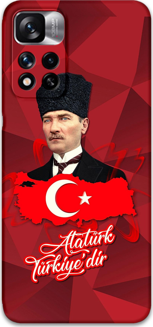 Xiaomi Redmi Note 11 Pro Plus 5G Uyumlu Atatürk Desenli Telefon Kılıfı + Ekran Koruyucu - 5851
