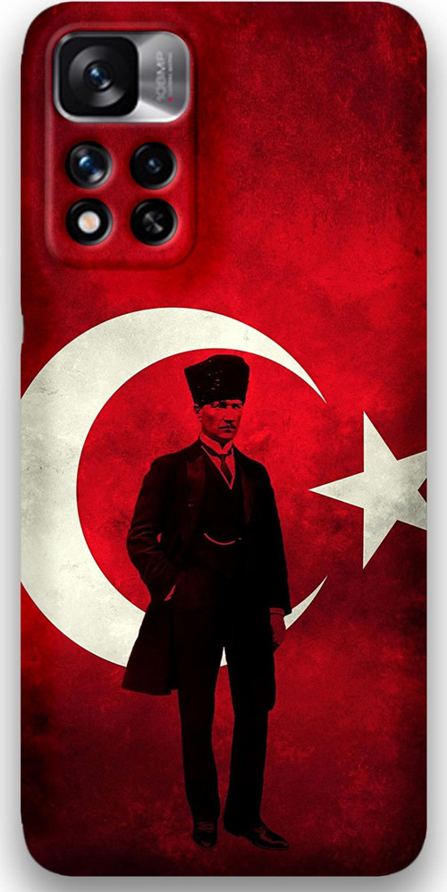 Xiaomi Redmi Note 11 Pro Plus 5G Uyumlu Atatürk Desenli Telefon Kılıfı + Ekran Koruyucu - 5849