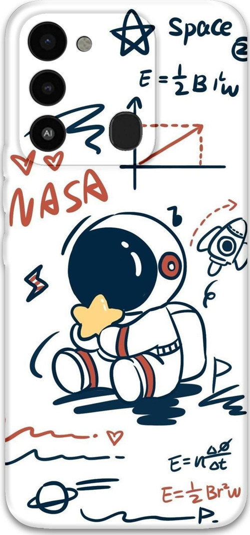 Tecno Spark 8C Uyumlu Astronot Desenli Telefon Kılıfı + Ekran Koruyucu - 5858