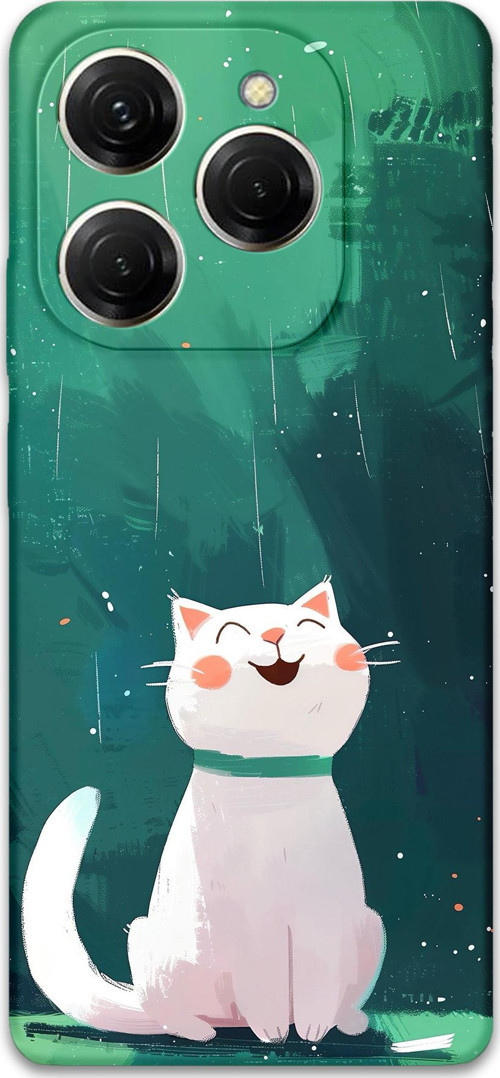 Tecno Spark 20 Pro Uyumlu Kedi Desenli Telefon Kılıfı + Ekran Koruyucu - 5781
