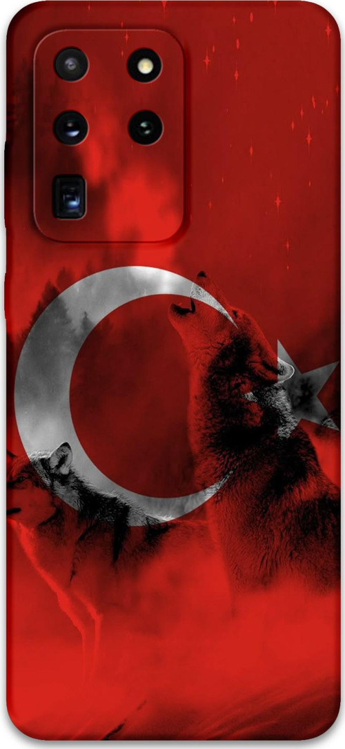 Galaxy S20 Ultra Uyumlu Türk Bayrağı Desenli Telefon Kılıfı + Ekran Koruyucu - 5854