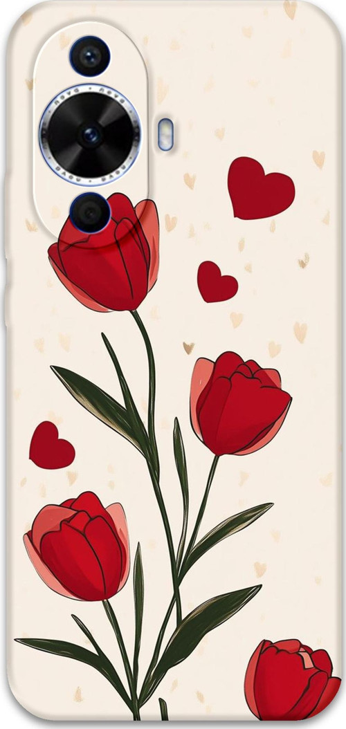 Huawei Nova 12S Uyumlu Çiçek Desenli Telefon Kılıfı + Ekran Koruyucu - 5789