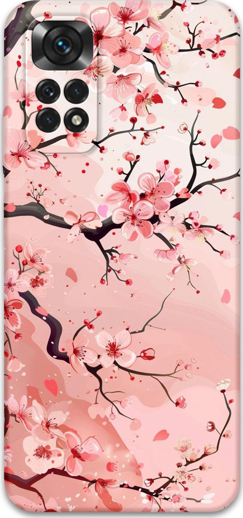 Xiaomi Redmi Note 11 Uyumlu Çiçek Desenli Telefon Kılıfı + Ekran Koruyucu - 5805