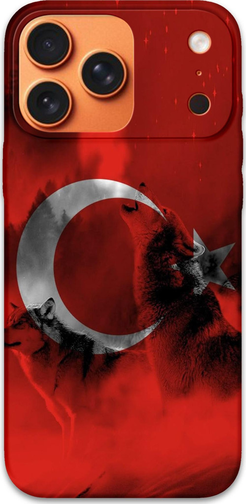 İphone 17 Pro Uyumlu Türk Bayrağı Desenli Telefon Kılıfı + Ekran Koruyucu - 5854