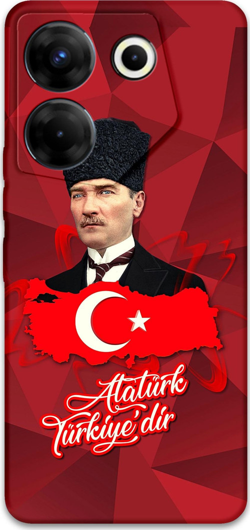 Tecno Camon 20 Pro 4G Uyumlu Atatürk Desenli Telefon Kılıfı + Ekran Koruyucu - 5851