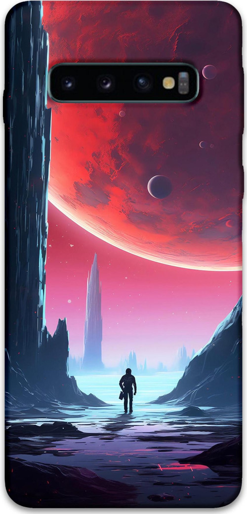 Galaxy S10 Plus Uyumlu Uzay Desenli Telefon Kılıfı + Ekran Koruyucu - 5860