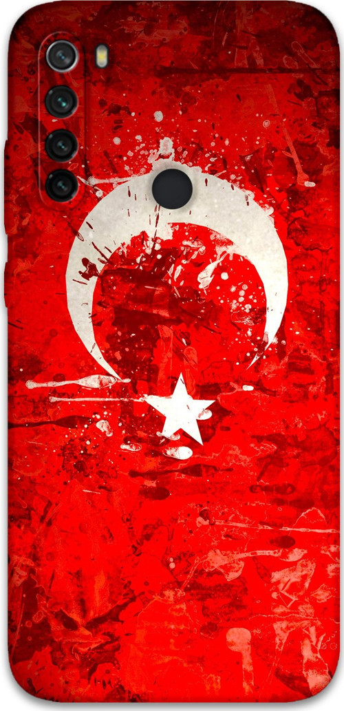 Xiaomi Redmi Note 8 Uyumlu Türk Bayrağı Desenli Telefon Kılıfı + Ekran Koruyucu - 5847