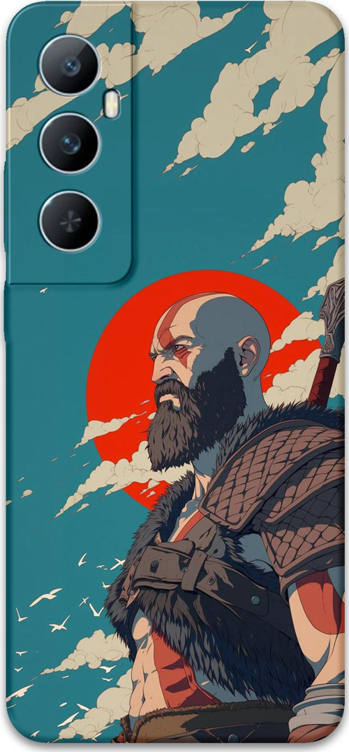 Realme C65 Uyumlu Kratos Desenli Telefon Kılıfı + Ekran Koruyucu - 5824