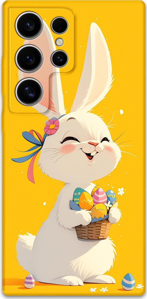 Galaxy S23 Ultra Uyumlu Tavşan Desenli Telefon Kılıfı + Ekran Koruyucu - 5807