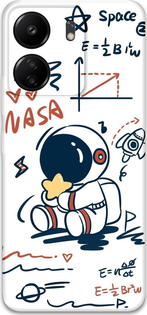 Xiaomi Redmi 13C Uyumlu Astronot Desenli Telefon Kılıfı + Ekran Koruyucu - 5858