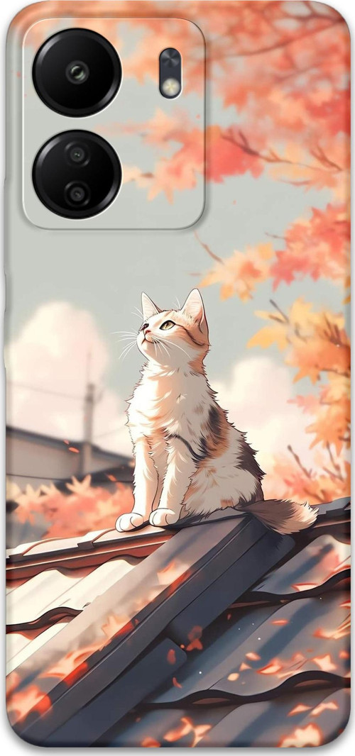 Xiaomi Redmi 13C Uyumlu Kedi Desenli Telefon Kılıfı + Ekran Koruyucu - 5784