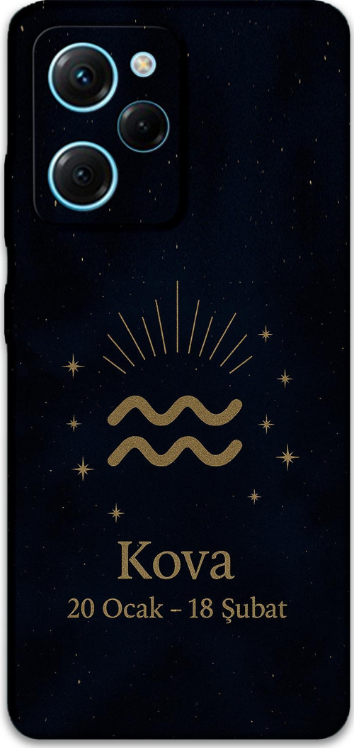 Poco X5 Pro Uyumlu Kova Burcu Desenli Telefon Kılıfı + Ekran Koruyucu - 5778