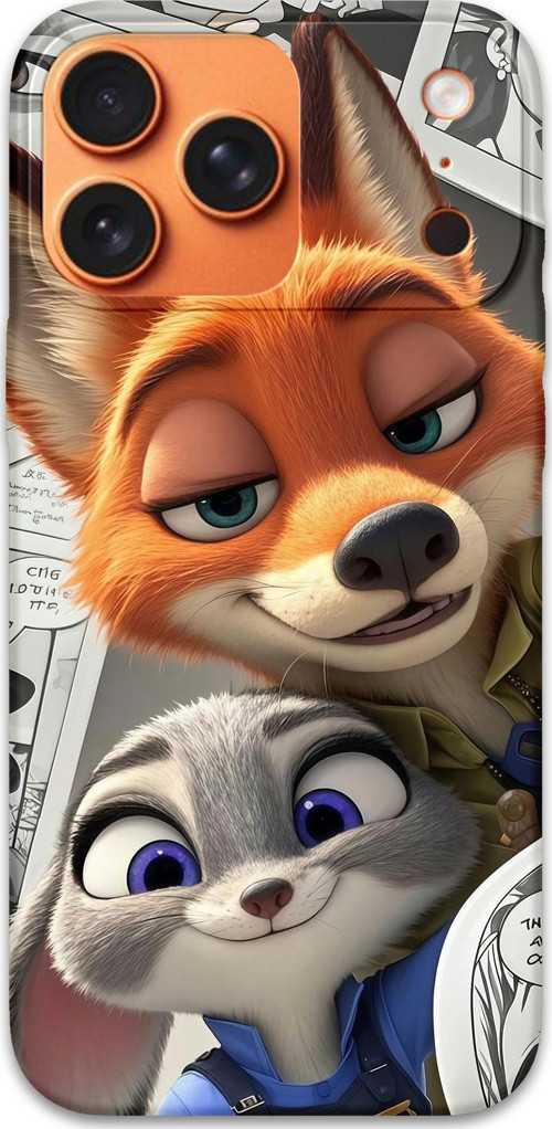 İphone 17 Pro Uyumlu Zootopia Desenli Telefon Kılıfı + Ekran Koruyucu - 5942