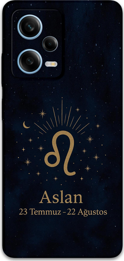 Xiaomi Redmi Note 12 Pro 5G Uyumlu Aslan Burcu Desenli Telefon Kılıfı + Ekran Koruyucu - 5772