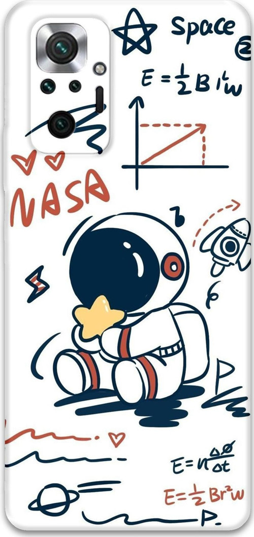 Xiaomi Redmi Note 10 Pro Uyumlu Astronot Desenli Telefon Kılıfı + Ekran Koruyucu - 5858