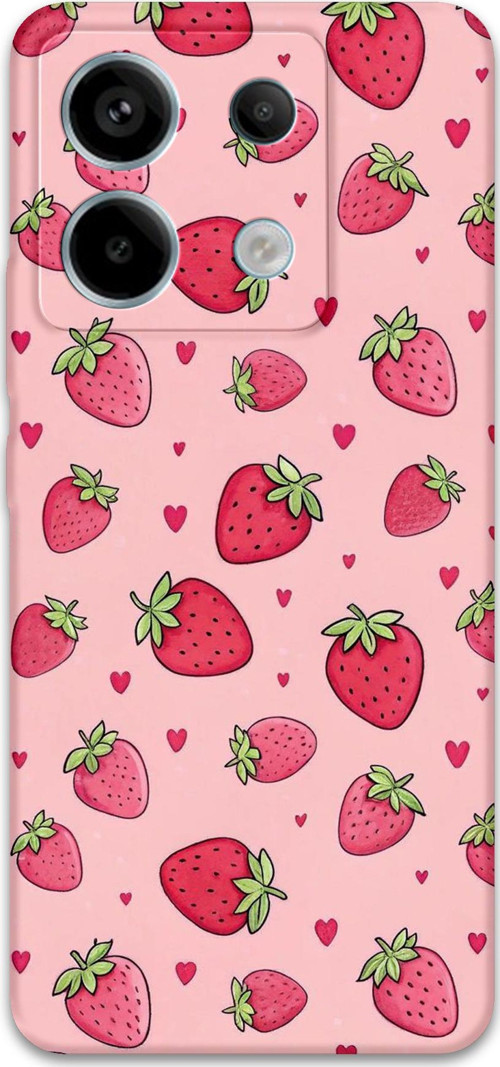 Xiaomi Redmi Note 13 Pro 5G Uyumlu Çilek Desenli Telefon Kılıfı + Ekran Koruyucu - 5804