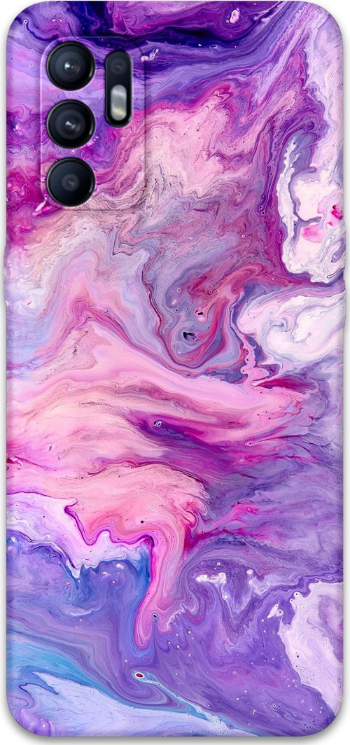 Oppo Reno 6 Uyumlu Mermer Desenli Telefon Kılıfı + Ekran Koruyucu - 5813