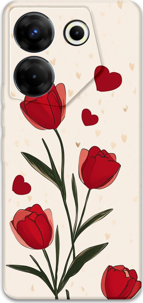 Tecno Camon 20 Uyumlu Çiçek Desenli Telefon Kılıfı + Ekran Koruyucu - 5789