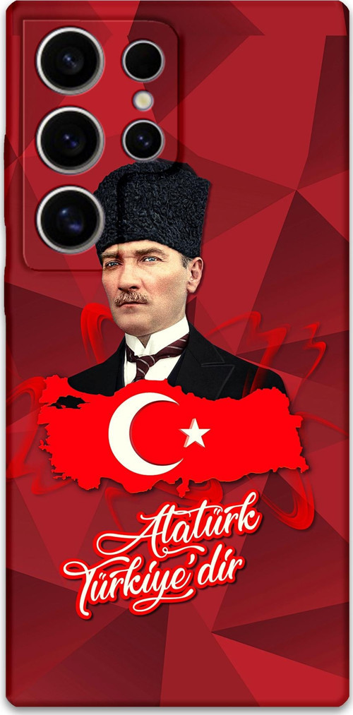 Galaxy S25 Ultra Uyumlu Atatürk Desenli Telefon Kılıfı + Ekran Koruyucu - 5851