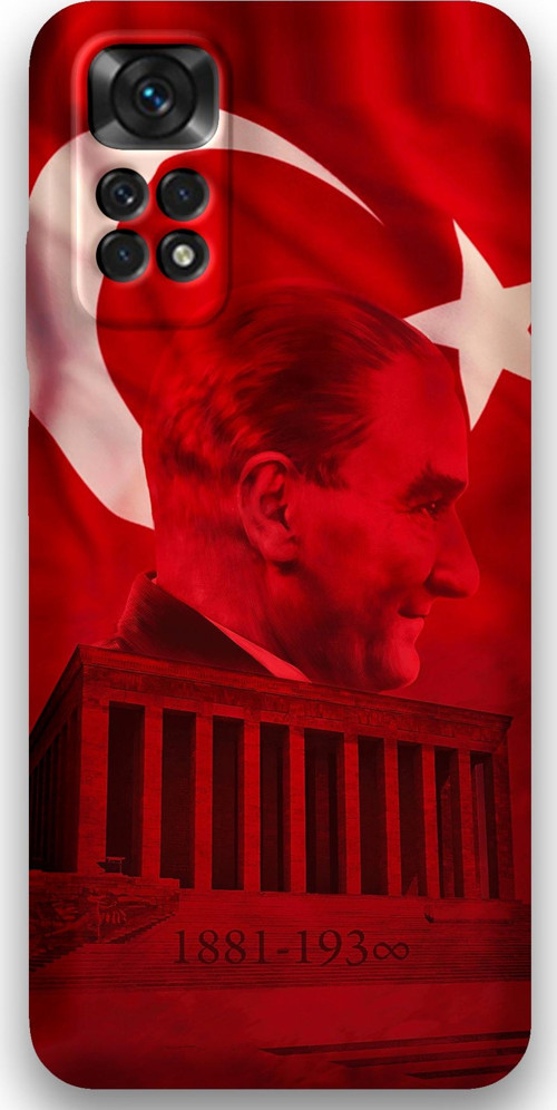 Xiaomi Redmi Note 11 Pro 5G Uyumlu Atatürk Desenli Telefon Kılıfı + Ekran Koruyucu - 5848