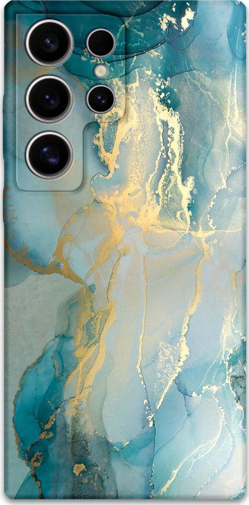 Galaxy S24 Ultra Uyumlu Mermer Desenli Telefon Kılıfı + Ekran Koruyucu - 5814