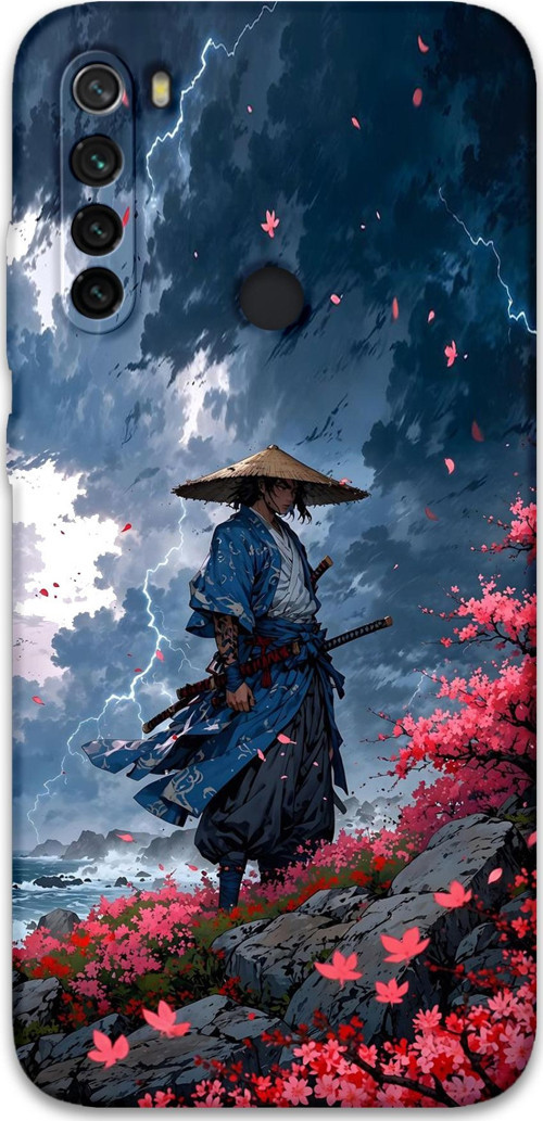 Xiaomi Redmi Note 8 Uyumlu Samuray Desenli Telefon Kılıfı + Ekran Koruyucu - 5825