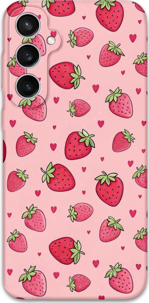 Galaxy S24 Plus Uyumlu Çilek Desenli Telefon Kılıfı + Ekran Koruyucu - 5804