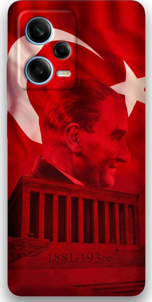 Xiaomi Redmi Note 12 Pro 5G Uyumlu Atatürk Desenli Telefon Kılıfı + Ekran Koruyucu - 5848