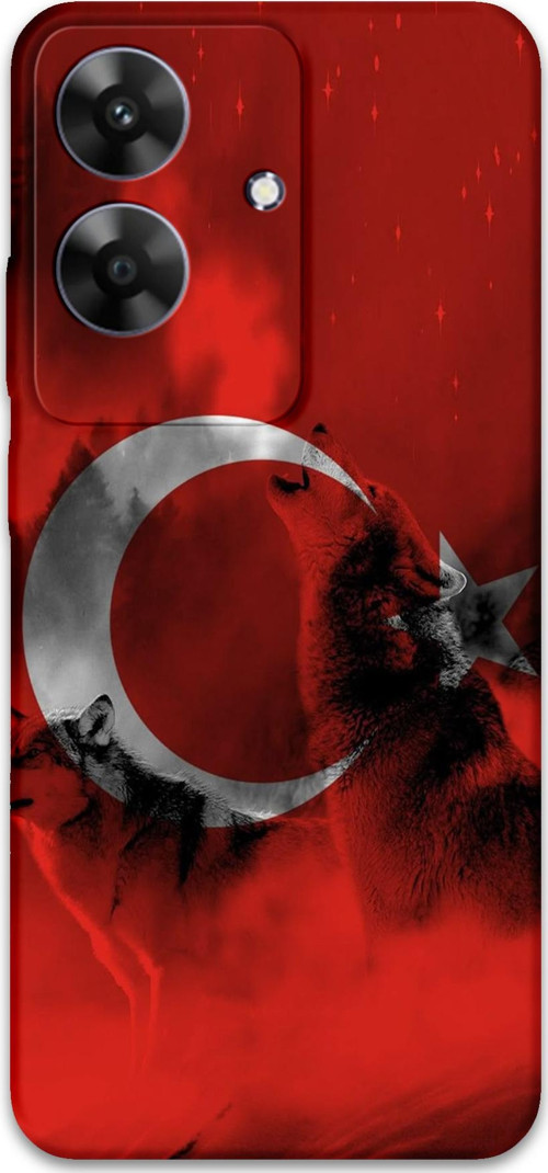 Realme Note 60 Uyumlu Türk Bayrağı Desenli Telefon Kılıfı + Ekran Koruyucu - 5854