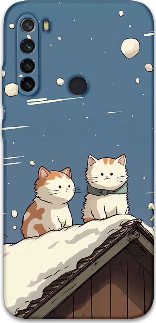 Xiaomi Redmi Note 8 Uyumlu Kedi Desenli Telefon Kılıfı + Ekran Koruyucu - 5780