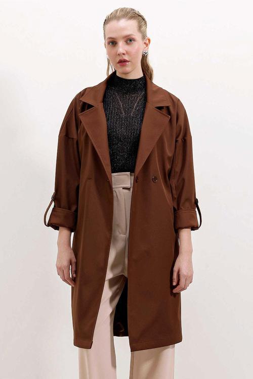 Gabria Kol Katlamalı Bağcıklı Trenchcoat